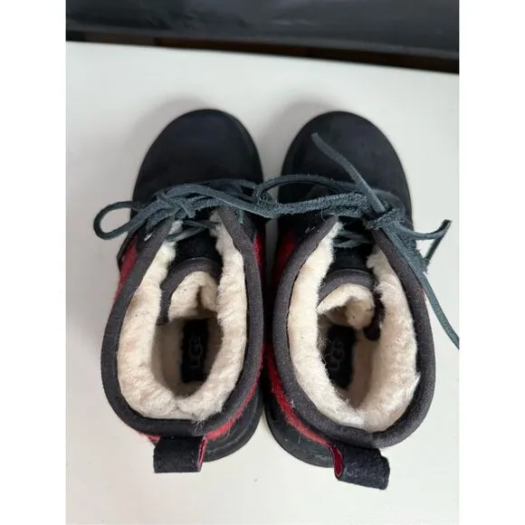 UGG Neumel Plaid Wool Suede Tartan Boots Mens 9 Red Black Classic 1019683 Winter