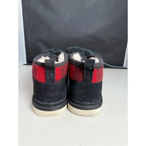 UGG Neumel Plaid Wool Suede Tartan Boots Mens 9 Red Black Classic 1019683 Winter