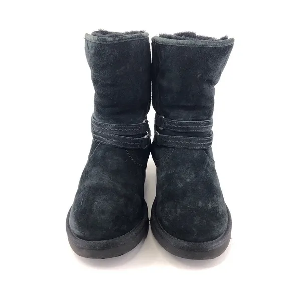 UGG Palisade Black Leather Sheepskin Winter Boots 7