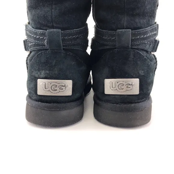 UGG Palisade Black Leather Sheepskin Winter Boots 7