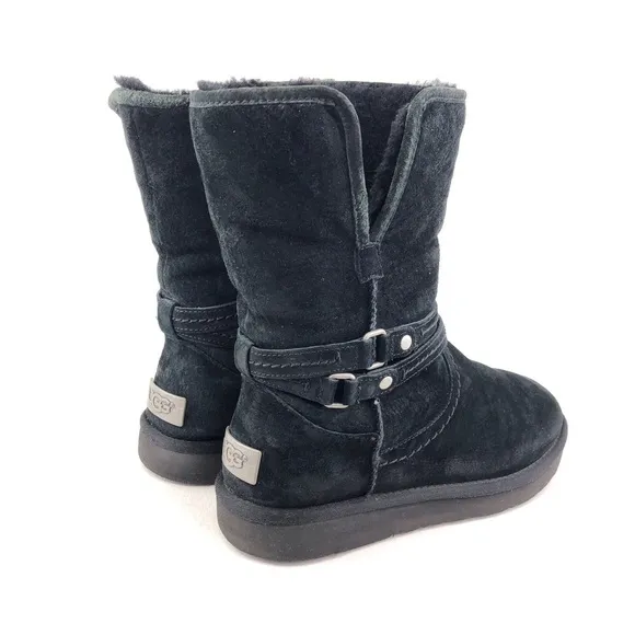 UGG Palisade Black Leather Sheepskin Winter Boots 7