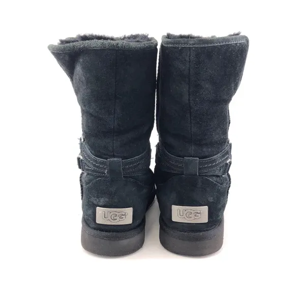 UGG Palisade Black Leather Sheepskin Winter Boots 7