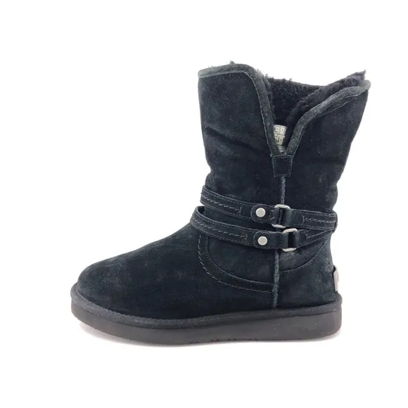 UGG Palisade Black Leather Sheepskin Winter Boots 7