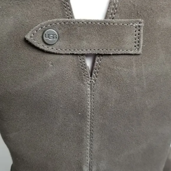 UGG POTRERO GRAY LEATHER WEDGE WATERPROOF BOOTS 12 NWB
