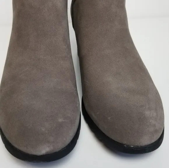 UGG POTRERO GRAY LEATHER WEDGE WATERPROOF BOOTS 12 NWB