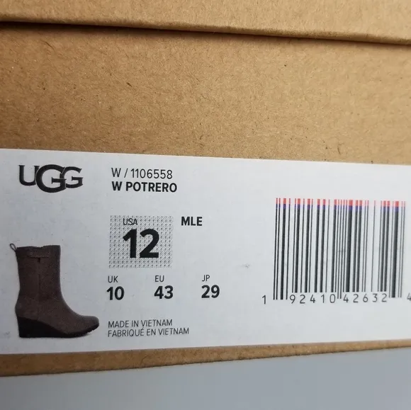 UGG POTRERO GRAY LEATHER WEDGE WATERPROOF BOOTS 12 NWB