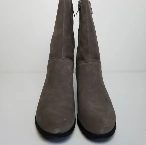 UGG POTRERO GRAY LEATHER WEDGE WATERPROOF BOOTS 12 NWB