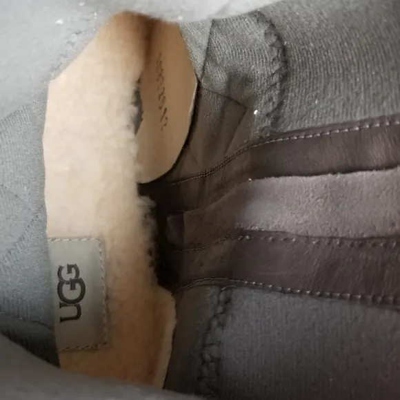 UGG POTRERO GRAY LEATHER WEDGE WATERPROOF BOOTS 12 NWB