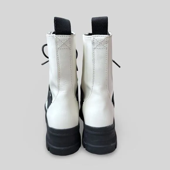 UGG Sheena White Leather Platform Combat Boots