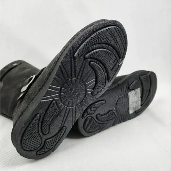 Ugg Sutter Black Leather Insulated Mid-Calf  Boots.