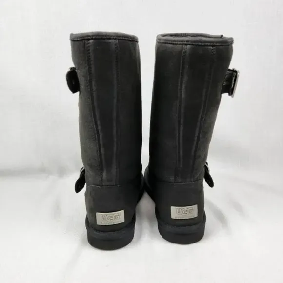 Ugg Sutter Black Leather Insulated Mid-Calf  Boots.