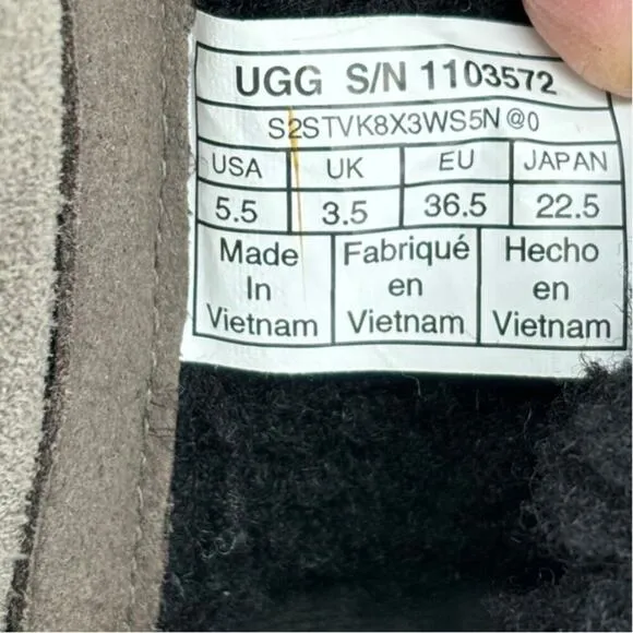 UGG Wilde Moto Buckle Boots Women's Size 5.5 Waterproof Leather Suede Wool