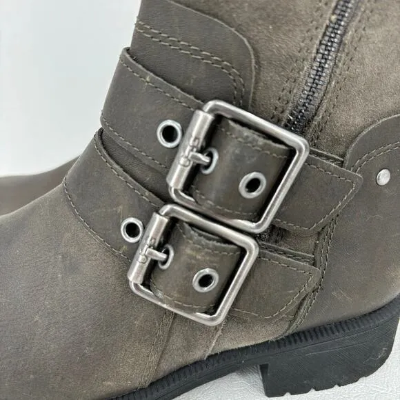 UGG Wilde Moto Buckle Boots Women's Size 5.5 Waterproof Leather Suede Wool