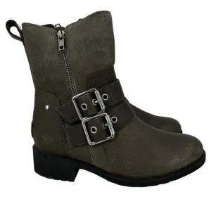 UGG Wilde Moto Buckle Boots Women's Size 5.5 Waterproof Leather Suede Wool