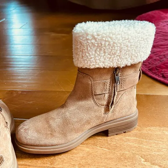 UGG Women's Chestnut Harrison Cuff Suede Boots sz 6 Waterproof Mid-Calf 1120773
