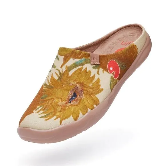 UIN Men's Comfort Mules Walking Casual Travel Shoes Malaga (Van Gogh Sunflowers)