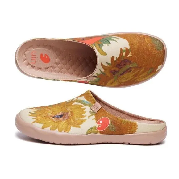 UIN Men's Comfort Mules Walking Casual Travel Shoes Malaga (Van Gogh Sunflowers)