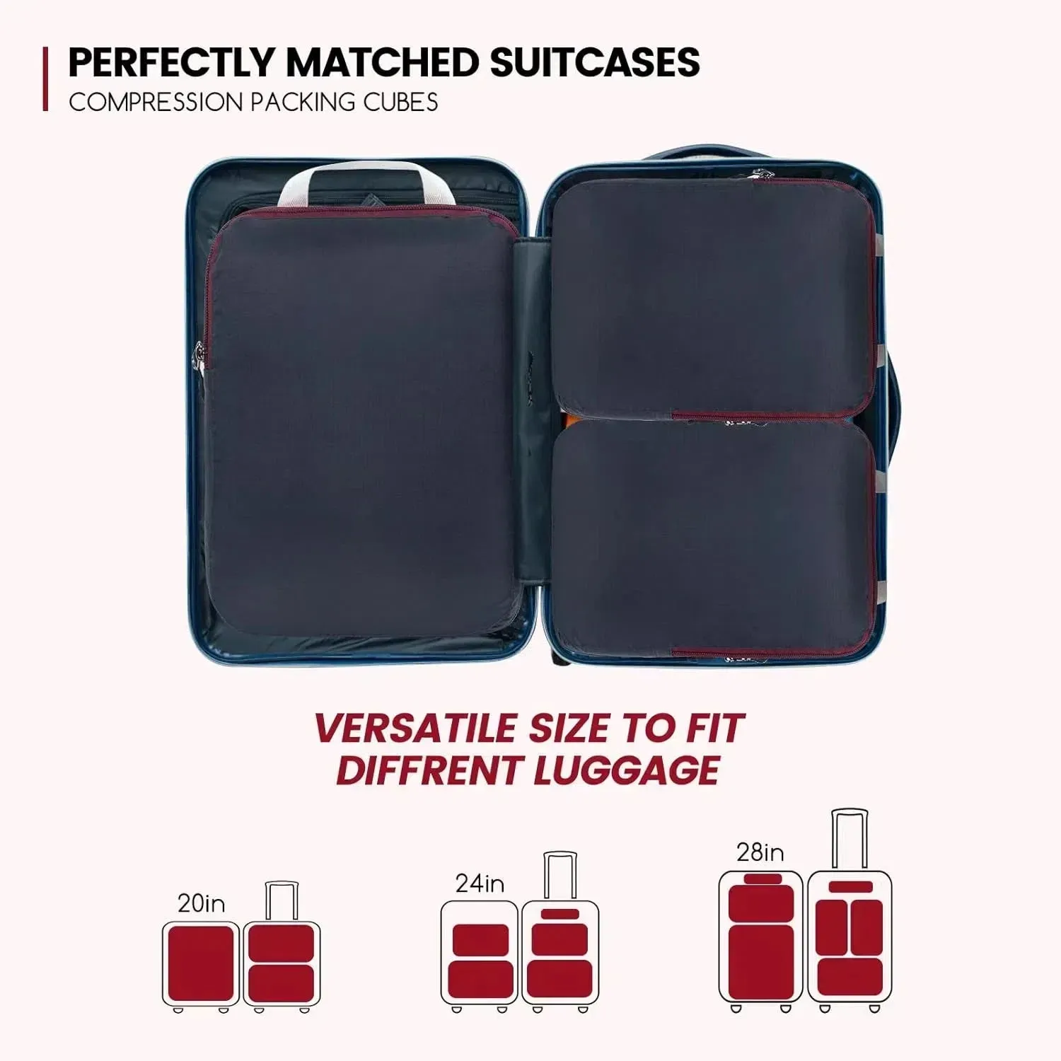Ultralight Waterproof Compression Packing Cubes For Suitcases,Travel essentials Expandable Portable Bag Organizer Women’s Bag