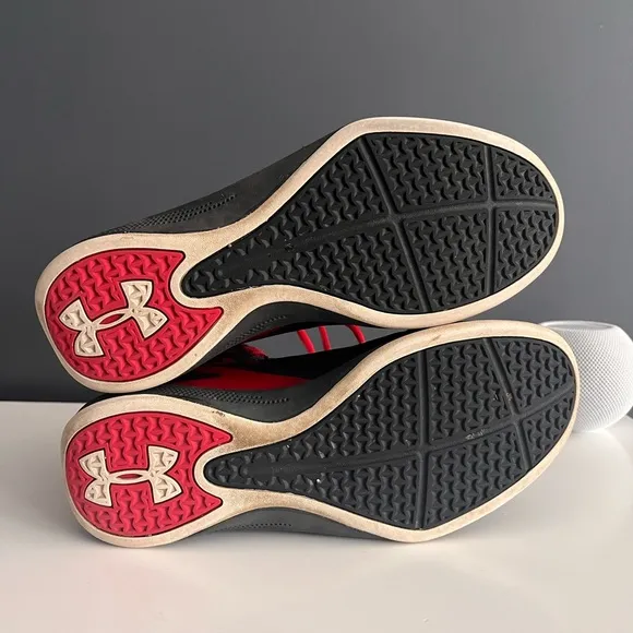 Under Armour Black and Red Lockdown Low-Back Basketball Shoes