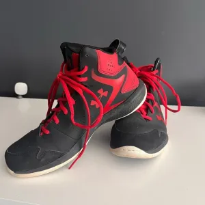 Under Armour Black and Red Lockdown Low-Back Basketball Shoes