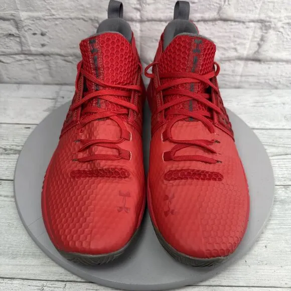 Under Armour Drive 4 Basketball Sneakers Mens 13 Low Red White Shoes Trainers