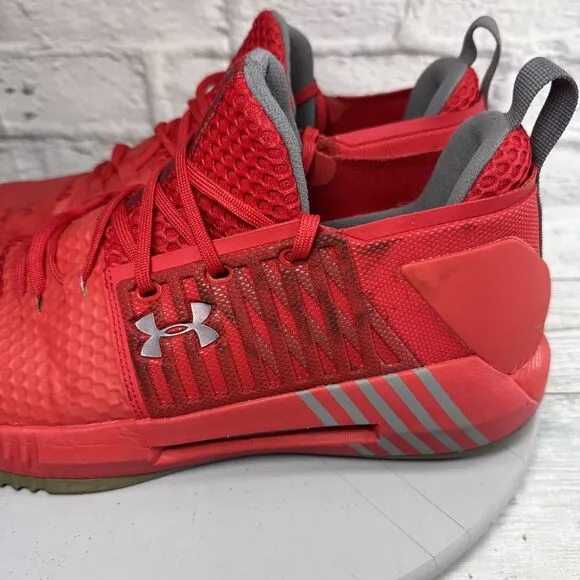 Under Armour Drive 4 Basketball Sneakers Mens 13 Low Red White Shoes Trainers