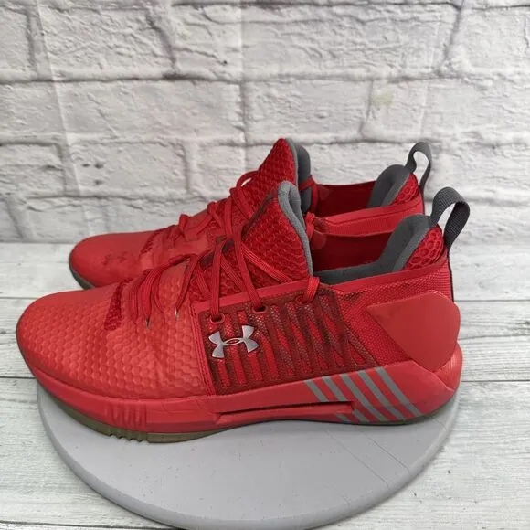Under Armour Drive 4 Basketball Sneakers Mens 13 Low Red White Shoes Trainers