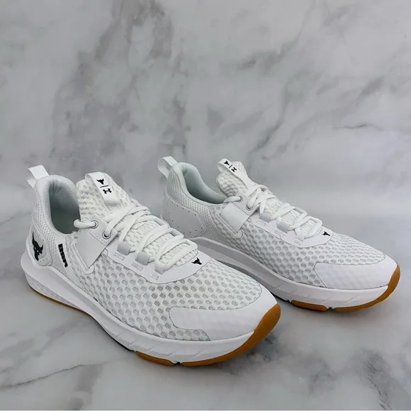 Under Armour Project Rock BSR 4 Mens Size 11 White Gray Shoes 3027344-100 New