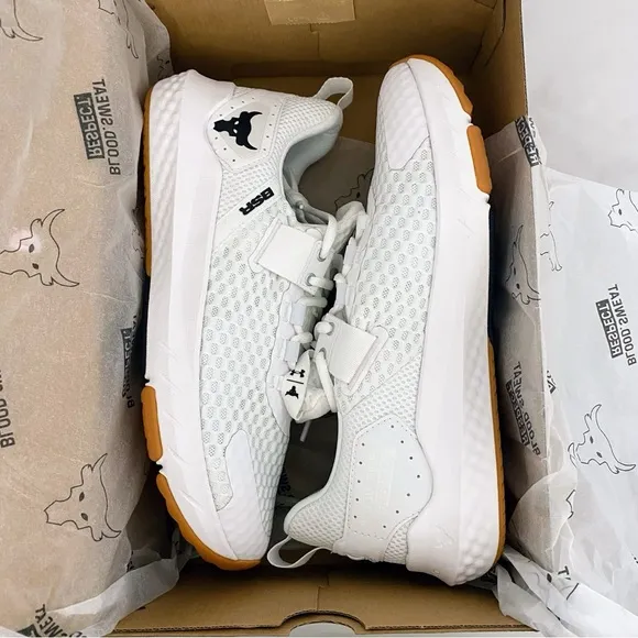 Under Armour Project Rock BSR 4 Mens Size 11 White Gray Shoes 3027344-100 New