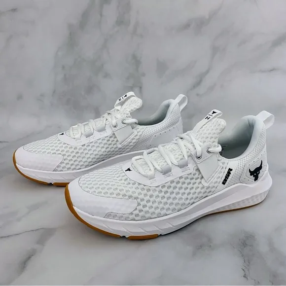 Under Armour Project Rock BSR 4 Mens Size 11 White Gray Shoes 3027344-100 New