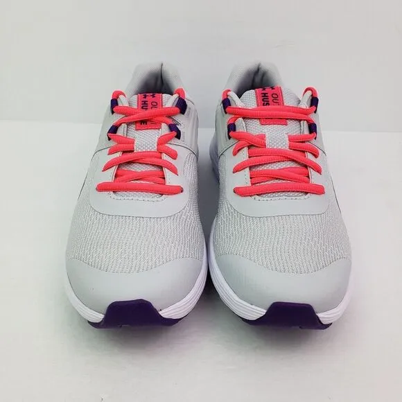 Under Armour UA GGS Outhustle Print Girls Sz 6Y Womens 7.5 Gray Pink Shoes