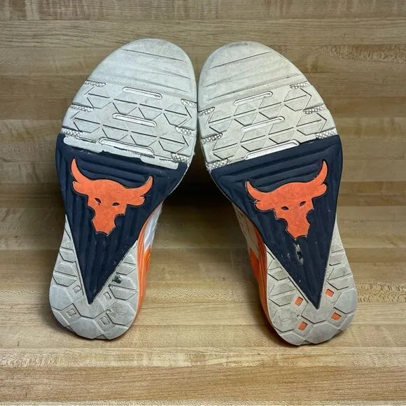 Under Armour Shoes Mens Size 8.5 White Orange Project Rock 3 Training Sneakers