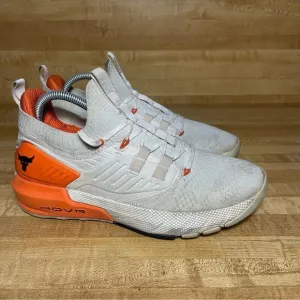 Under Armour Shoes Mens Size 8.5 White Orange Project Rock 3 Training Sneakers