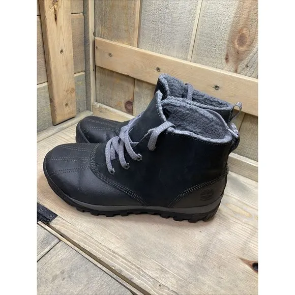US11 EU42 Timberland MT Hayes Black Leather Waterproof Winter Boots A18KX Womens