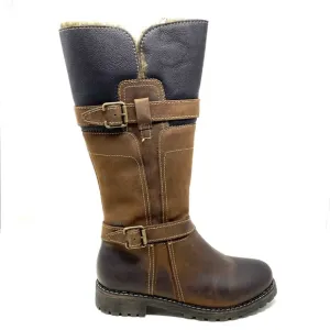 V-Italia - Alps 1072 - Brown tall leather shearling lined winter boots