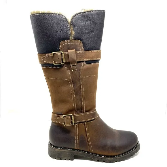 V-Italia - Alps 1072 - Brown tall leather shearling lined winter boots