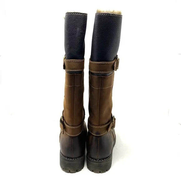 V-Italia - Alps 1072 - Brown tall leather shearling lined winter boots