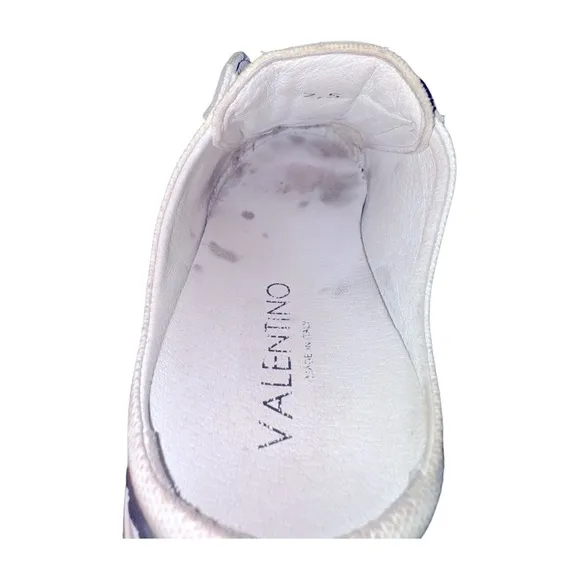 Valentino Viola Canvas and Leather White Slip-On Sneakers with Black Accents