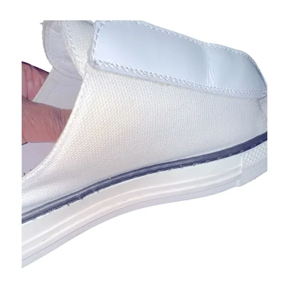 Valentino Viola Canvas and Leather White Slip-On Sneakers with Black Accents