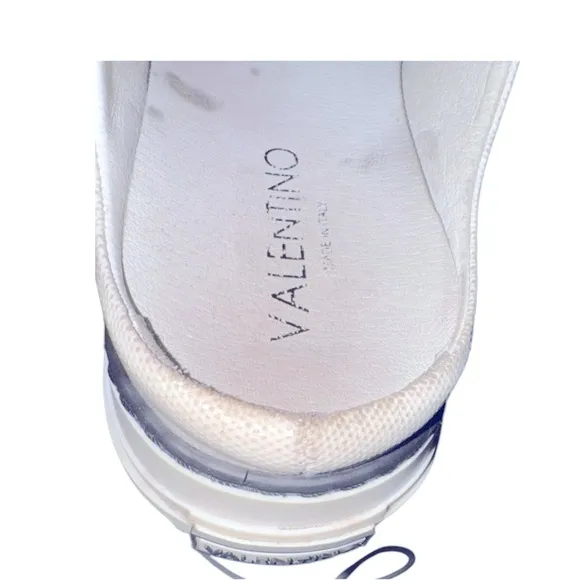 Valentino Viola Canvas and Leather White Slip-On Sneakers with Black Accents