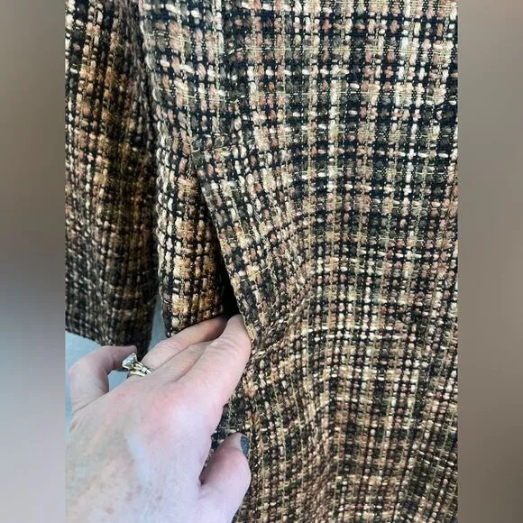 Vanessa Scott Made in Italy, brown tweed Plaid Women's Coat - Brown. NWT medium
