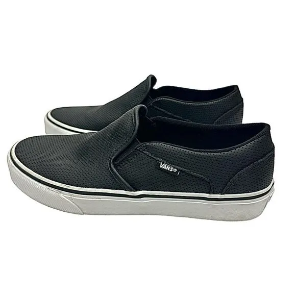 Vans Asher Perforated Women's Slip On Shoes Size 9 Medium Black Pre-Owned