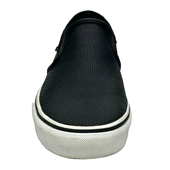 Vans Asher Perforated Women's Slip On Shoes Size 9 Medium Black Pre-Owned