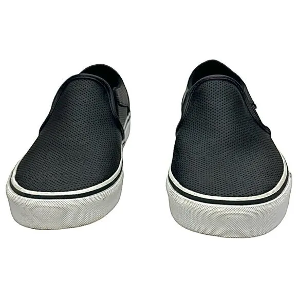 Vans Asher Perforated Women's Slip On Shoes Size 9 Medium Black Pre-Owned
