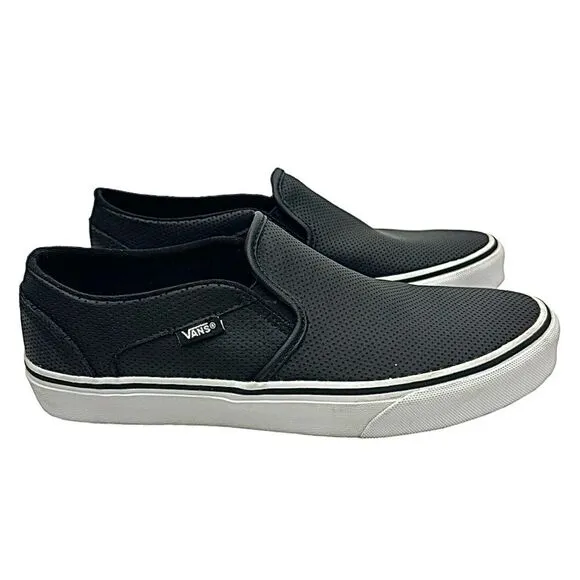 Vans Asher Perforated Women's Slip On Shoes Size 9 Medium Black Pre-Owned