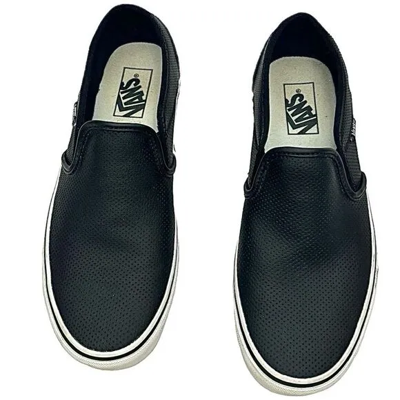 Vans Asher Perforated Women's Slip On Shoes Size 9 Medium Black Pre-Owned