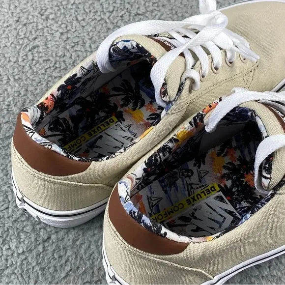VANS ATWOOD DELUXE SNEAKER MENS 8.5 TAN LACE UP TWO‎ TUNE LEATHER CANVAS PRINTS