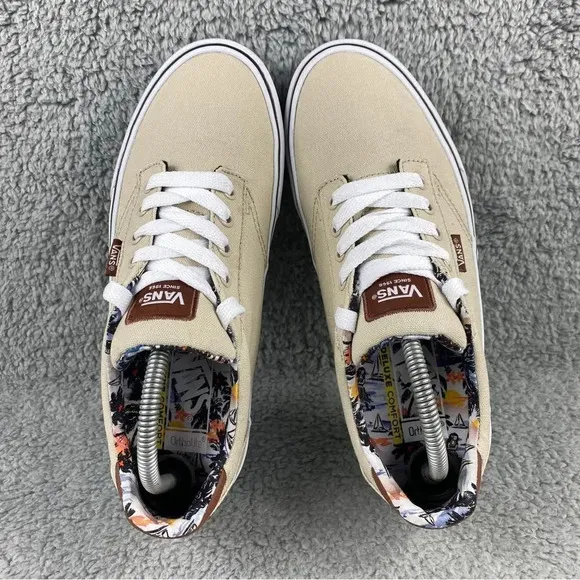 VANS ATWOOD DELUXE SNEAKER MENS 8.5 TAN LACE UP TWO‎ TUNE LEATHER CANVAS PRINTS