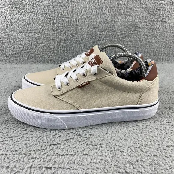 VANS ATWOOD DELUXE SNEAKER MENS 8.5 TAN LACE UP TWO‎ TUNE LEATHER CANVAS PRINTS