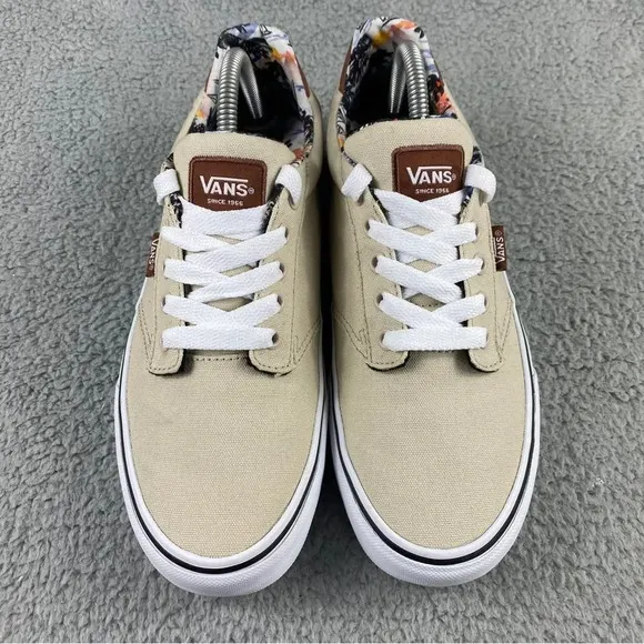 VANS ATWOOD DELUXE SNEAKER MENS 8.5 TAN LACE UP TWO‎ TUNE LEATHER CANVAS PRINTS
